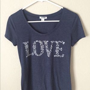 CUTE love navy scoop shirt